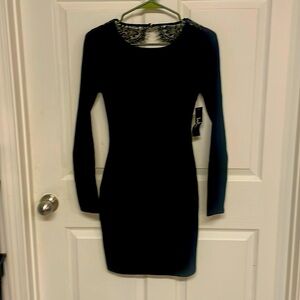 NWT Lulu’s Black Open Back Fitted Little Black Dress-XS